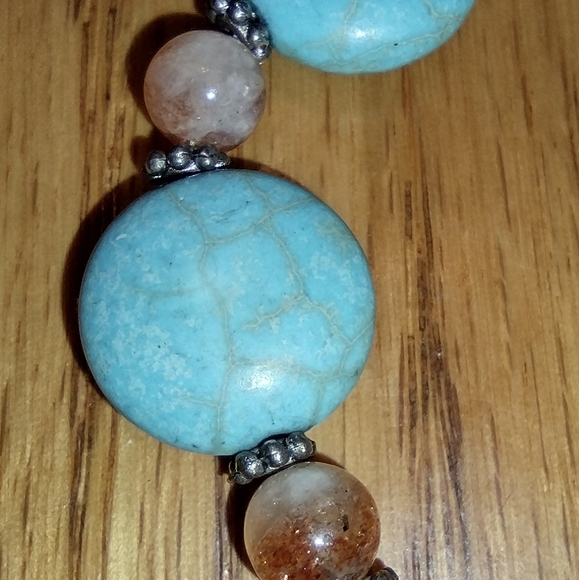 Turquoise and rose quartz magnetic bracelet - Picture 7 of 16